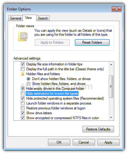 hoe bestandstypen terug te zien in Windows Vista
