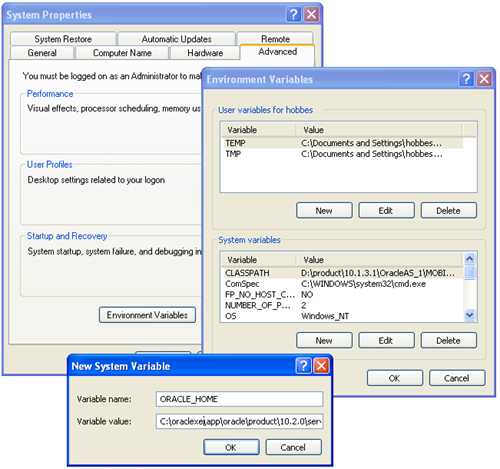 hur man upprättar sökväg för Oracle 10g i Windows 7