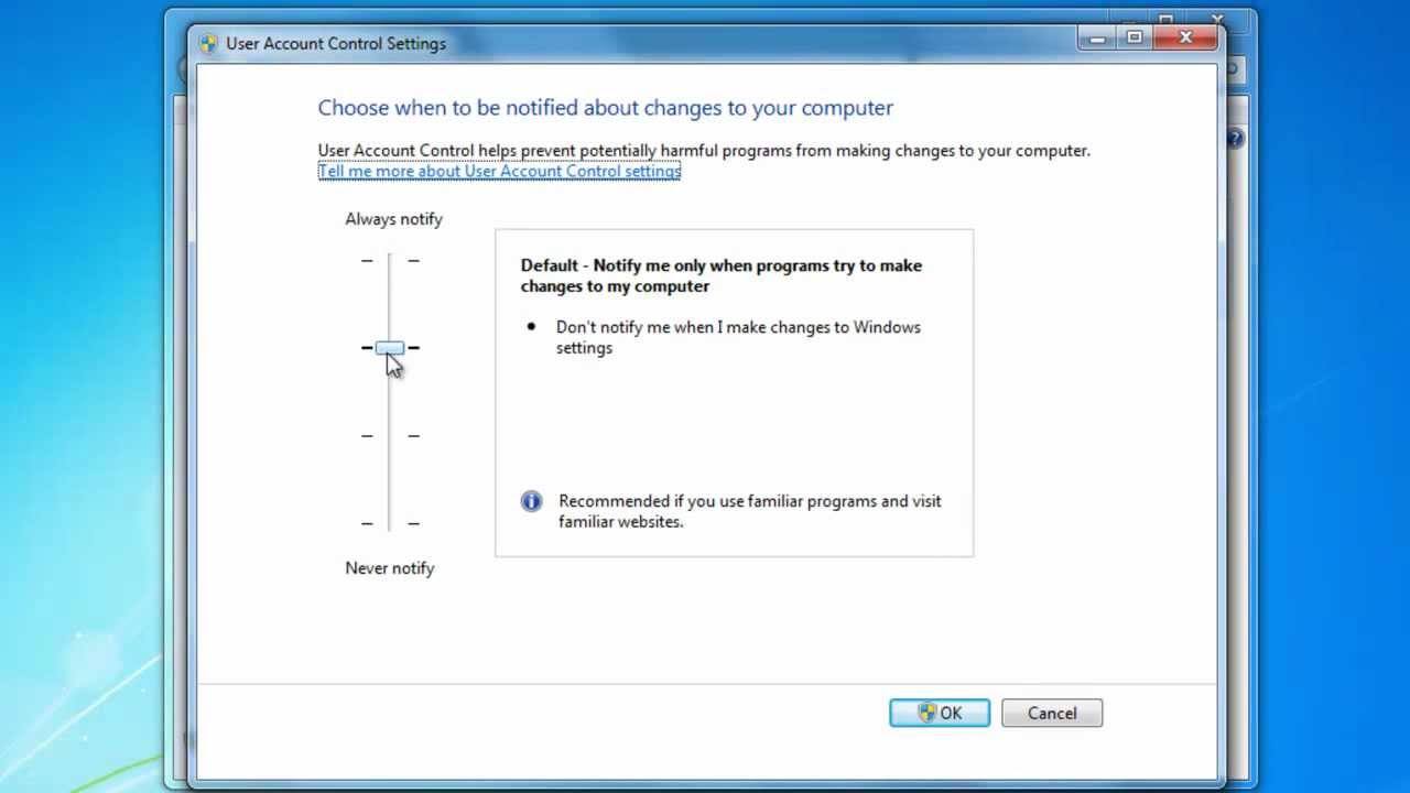how to set user factor control in windows xp