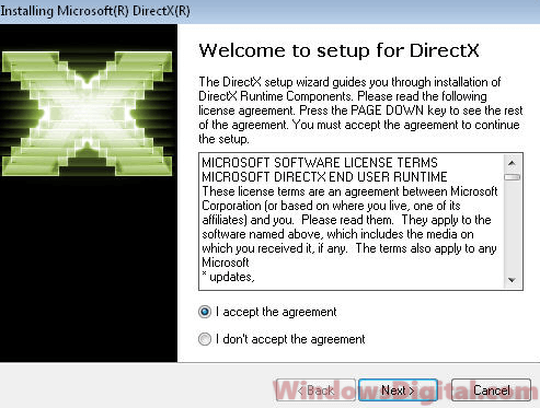Instalowanie konfiguracji internetowej DirectX 9
