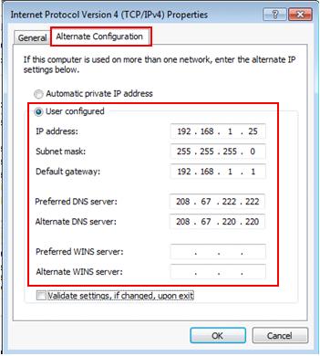 dirección IP en Windows 7