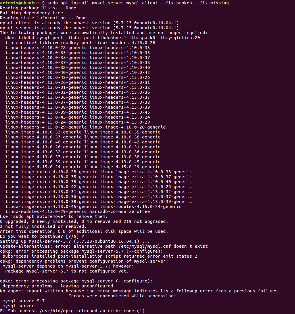 linux mysql opnieuw installeren