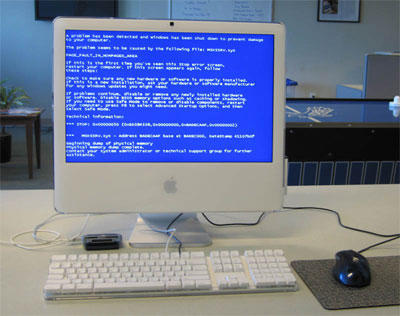 mac booties to blue screen