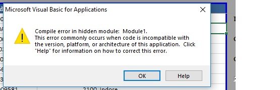 microsoft visual basic errors compile error in hidden module