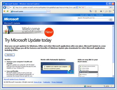 sito di aggiornamento di Microsoft Windows