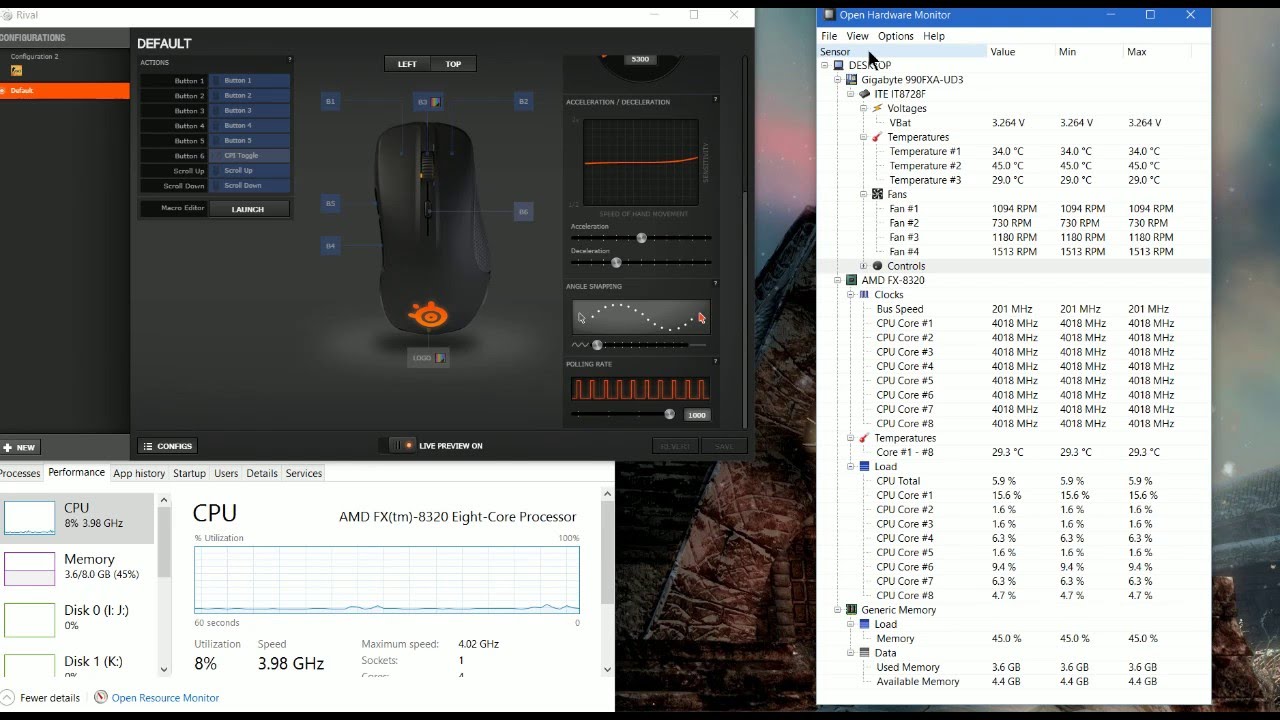 mouse have rate cpu use