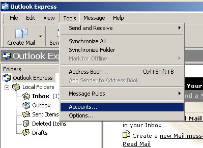 новая контактная информация электронной почты в Outlook Express