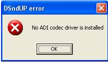 no adi codec installed windows xp