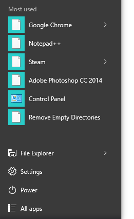 no start menu insignias desktop