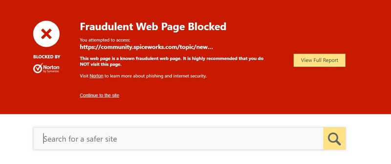 norton antivirus blocking site