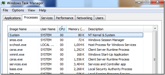 nt kernel and system windows 7