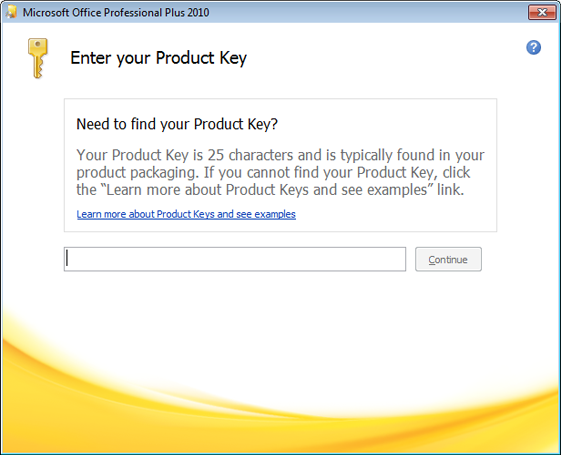 office the year 2010 error product key