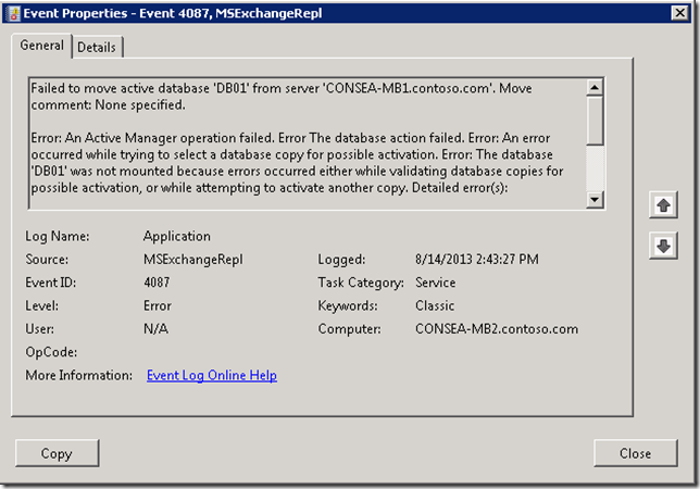 Online Defrag Loan 2003 Event ID