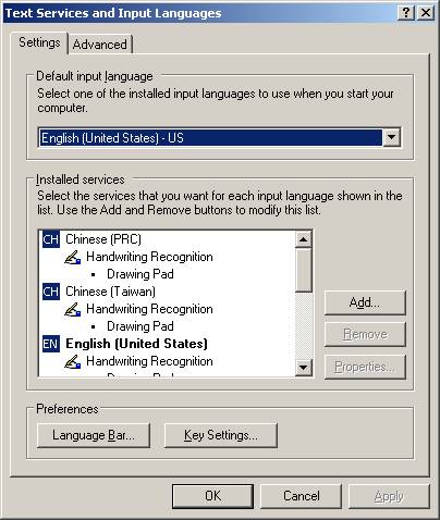 reconnaître les caractères chinois dans Windows XP
