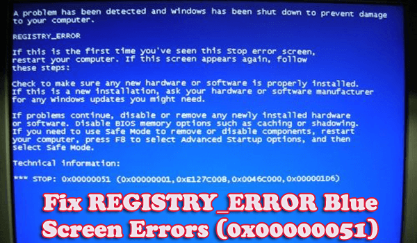registry_error blue screen car windows 8