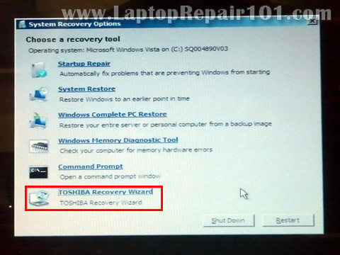restaurer Windows Toshiba