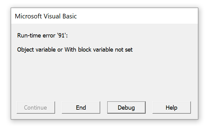 run-time error 91 object variable