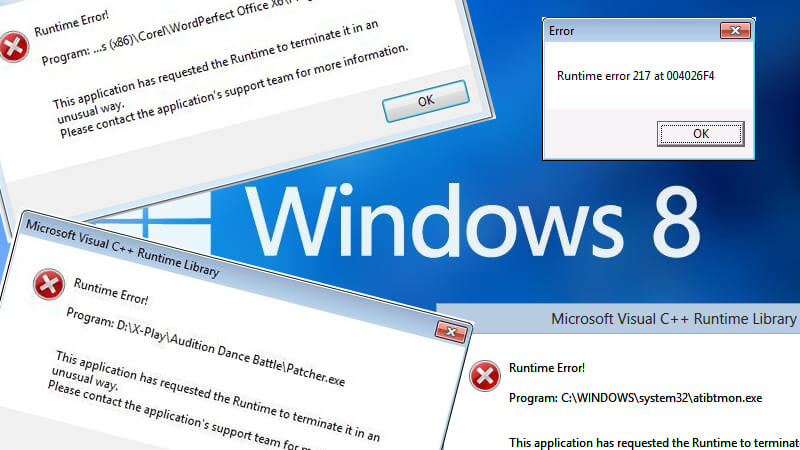 daños en tiempo de ejecución en Windows 8