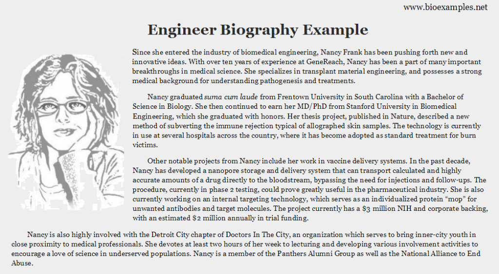 exemple de biographies d'ingénieur