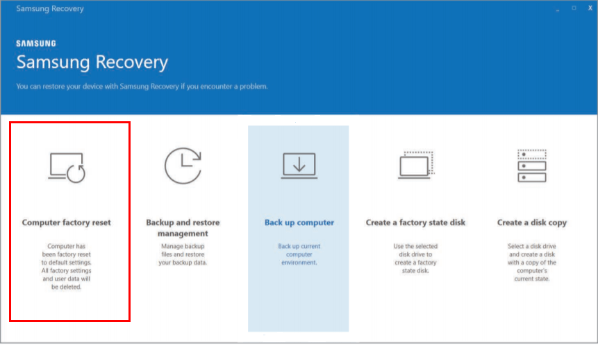 Samsung Recovery Storage Storage