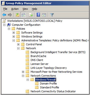 server the year 2003 windows firewall group policy
