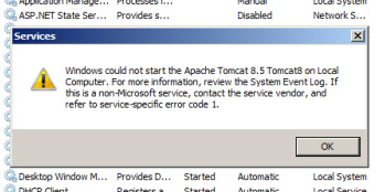 service terminated with service specific error 1