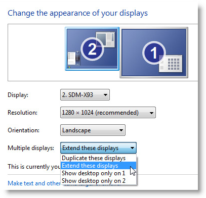 configurando dos pantallas en windows 7