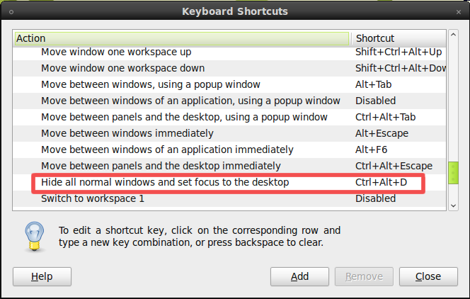shortcut in windows to minimize window