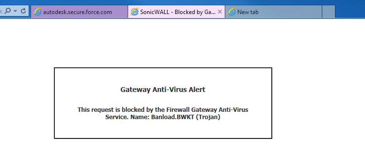sonicwall passage 바이러스 백신 경고