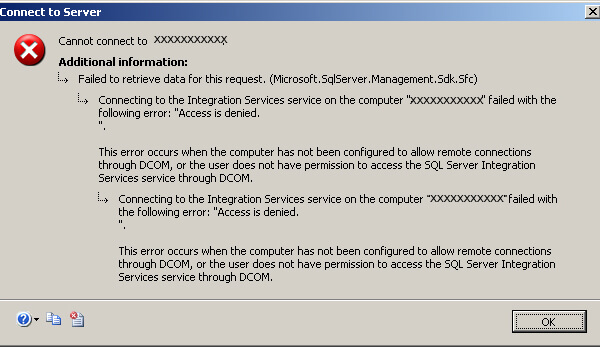 sql 2008 integration services entry denied