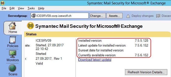 symantec mail security per microsoft exchange id 348
