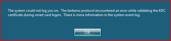 das Kerberos-Subsystem ist auf einen Fehler gestoßen