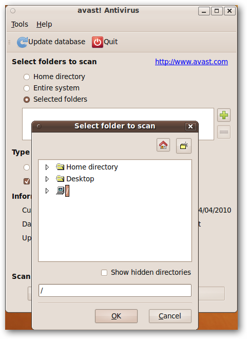 janelas de verificação de vírus de computador do Ubuntu