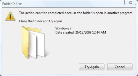unable in delete directory in windows