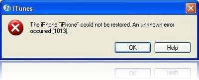 unknown error occurred 1013 iphone 3gs