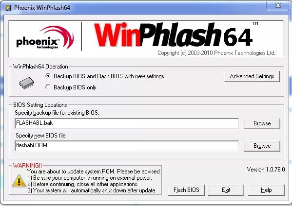 uppdatera phoenix bios 4.0