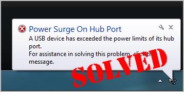 usb power Surge on hub in-take error