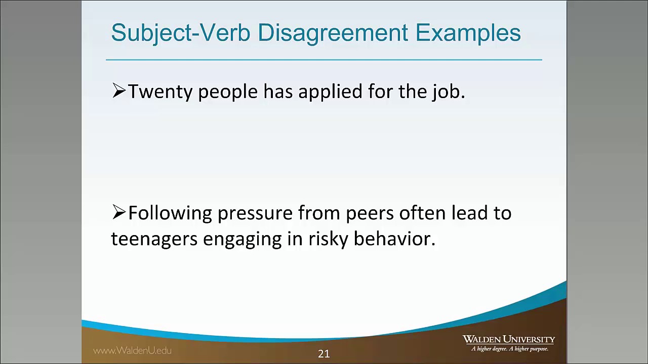 verb agreement error examples