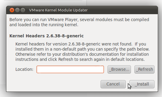 Narzędzia vmware instalują nagłówki jądra Ubuntu