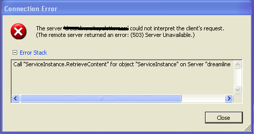 vmware view client error computer 503
