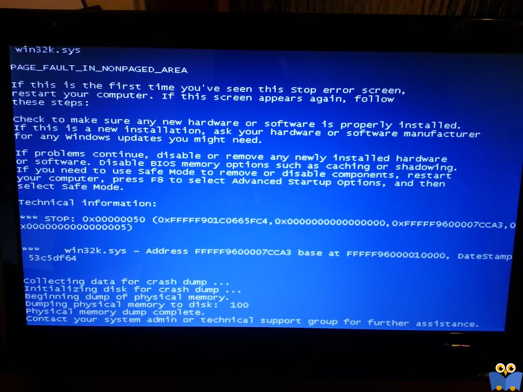 win32k sys blue touchscreen page_fault_in_nonpaged_area