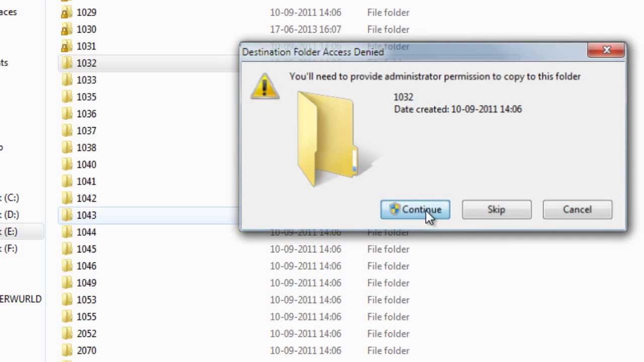 windows 2008 destination folder access denied