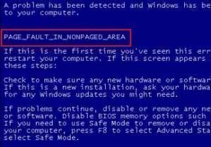 windows 7 page fault blue screen