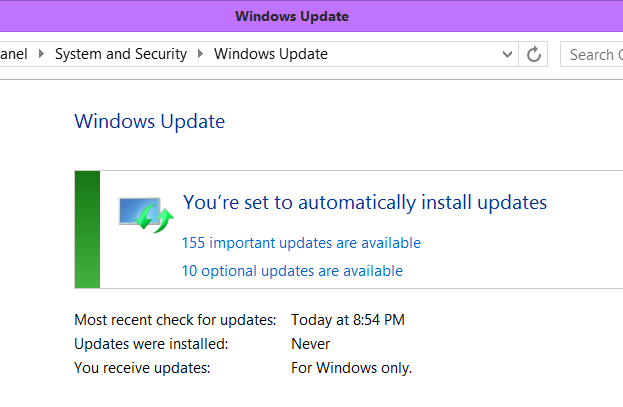 windows 8 cannot install any updates