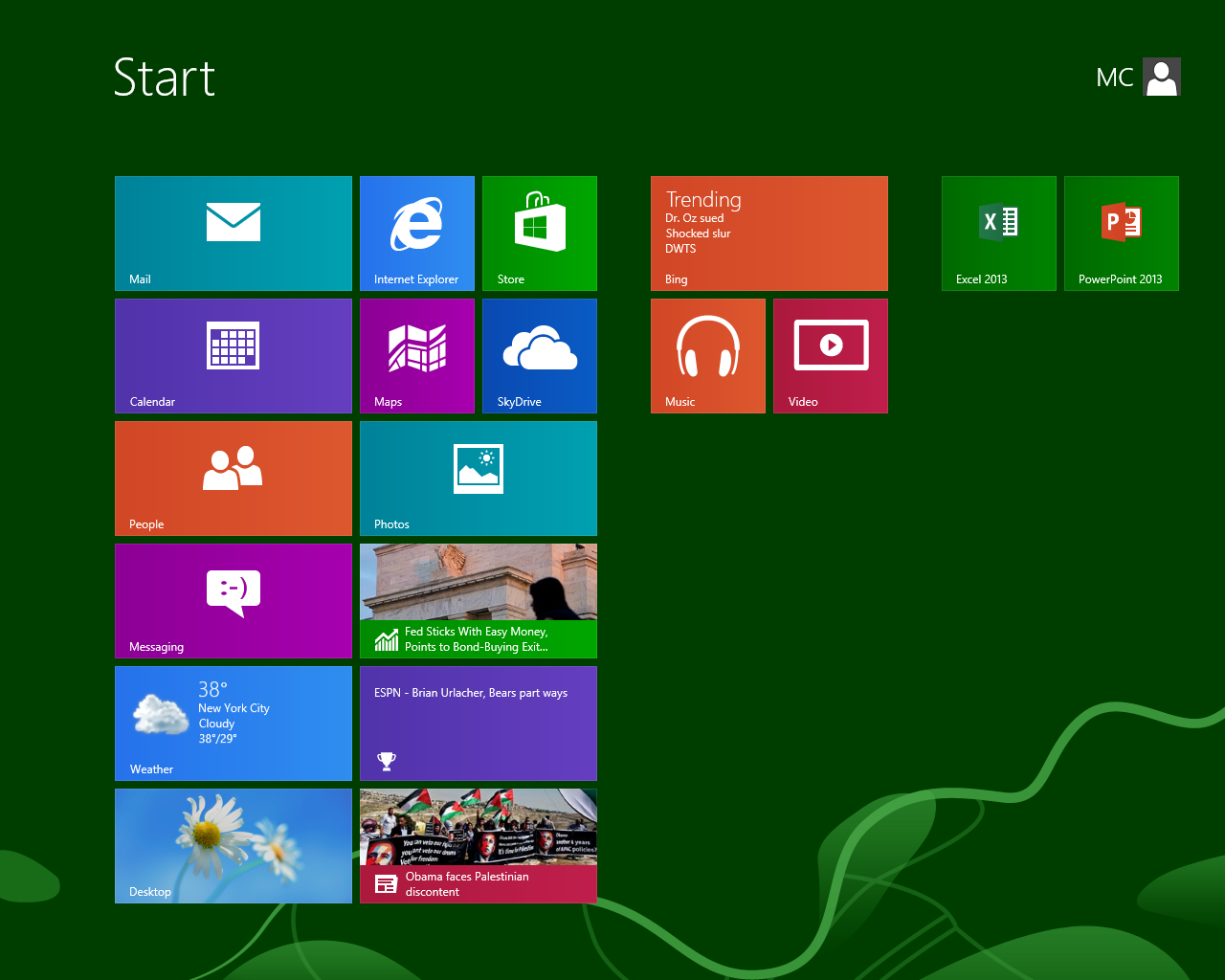Windows 8 перемещает меню