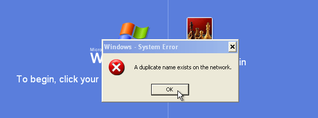 errore di sistema di Windows nome duplicato