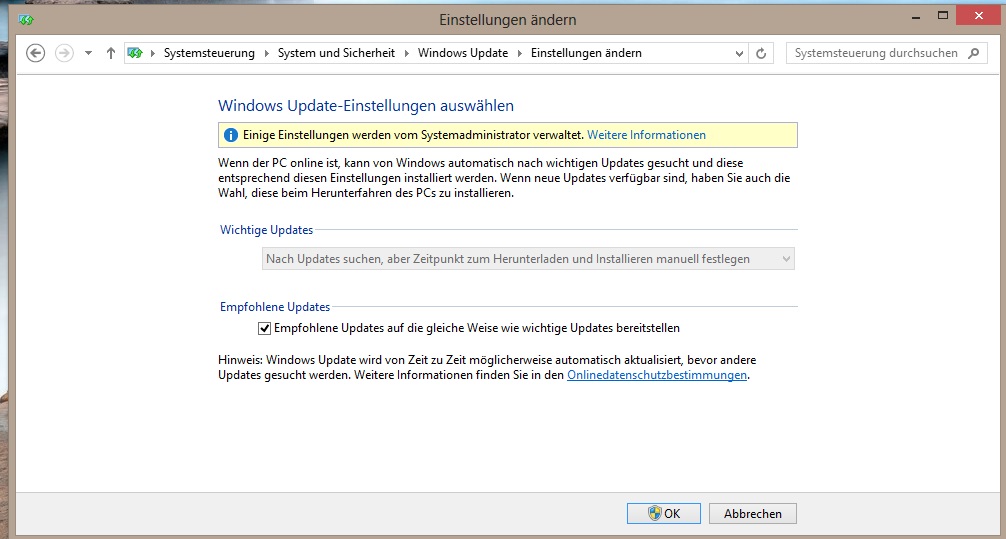 Windows 업데이트 einstellungen werden vom systemadministrator verwaltet