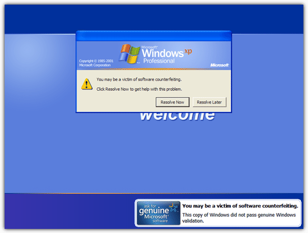 windows experience genuíno error message