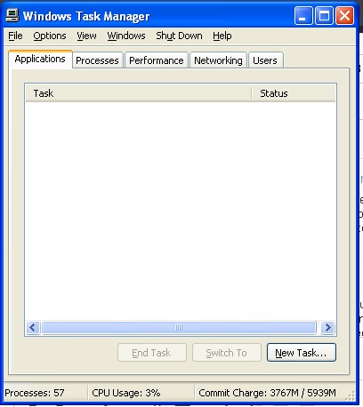 il task manager di Windows XP scompare