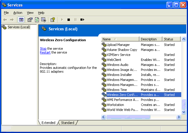 sistema zero sem fio no Windows 2000